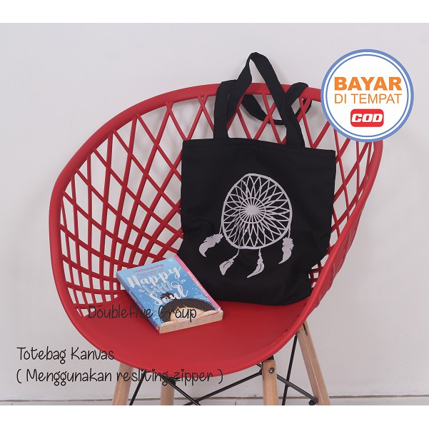 TOTE BAG WANITA TOTEBAG PRIA CANVAS MOTIF GOOD QUALITY WITH RESLETING KODE - 003