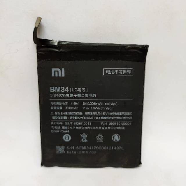 Baterai Xiaomi Mi Note Pro BM34 BM 34 Ori 99% Batre Batrai