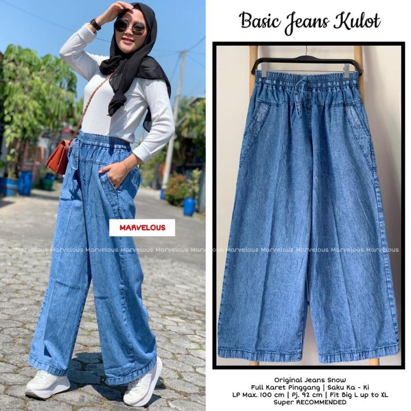 Basic Jeans Kulot Marvelous | Kulot Jean Wanita Fit XL