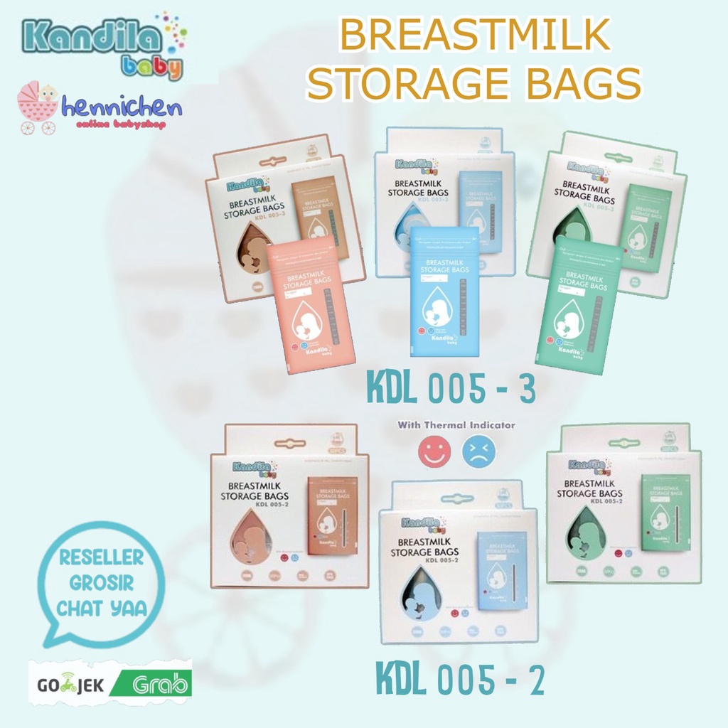 KANDILA Breastmilk Storage Bags KDL 005-2 KDL 005-3 Kantong Asi 120 ml 200ml isi 30 pcs dengan thermal sensor