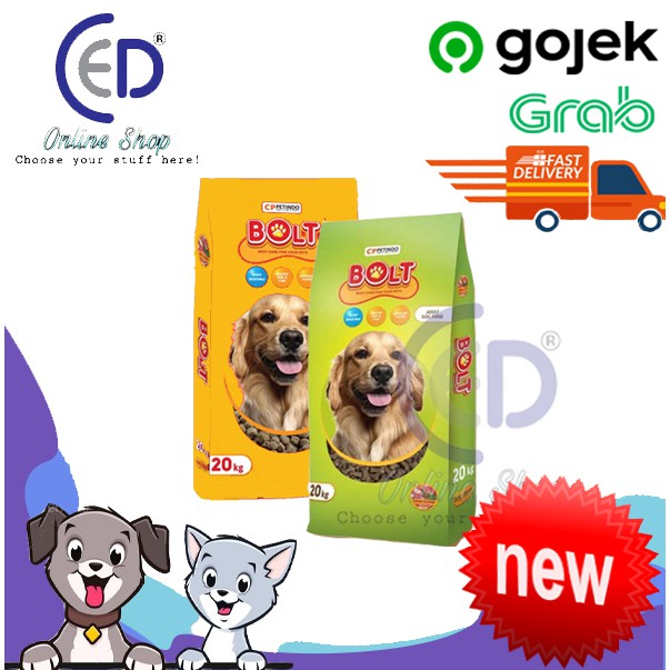 MAKANAN ANJING BOLT DOG BEEF &amp; LAMB 20KG ( KHUSUS VIA GOSEND &amp; GRAB )