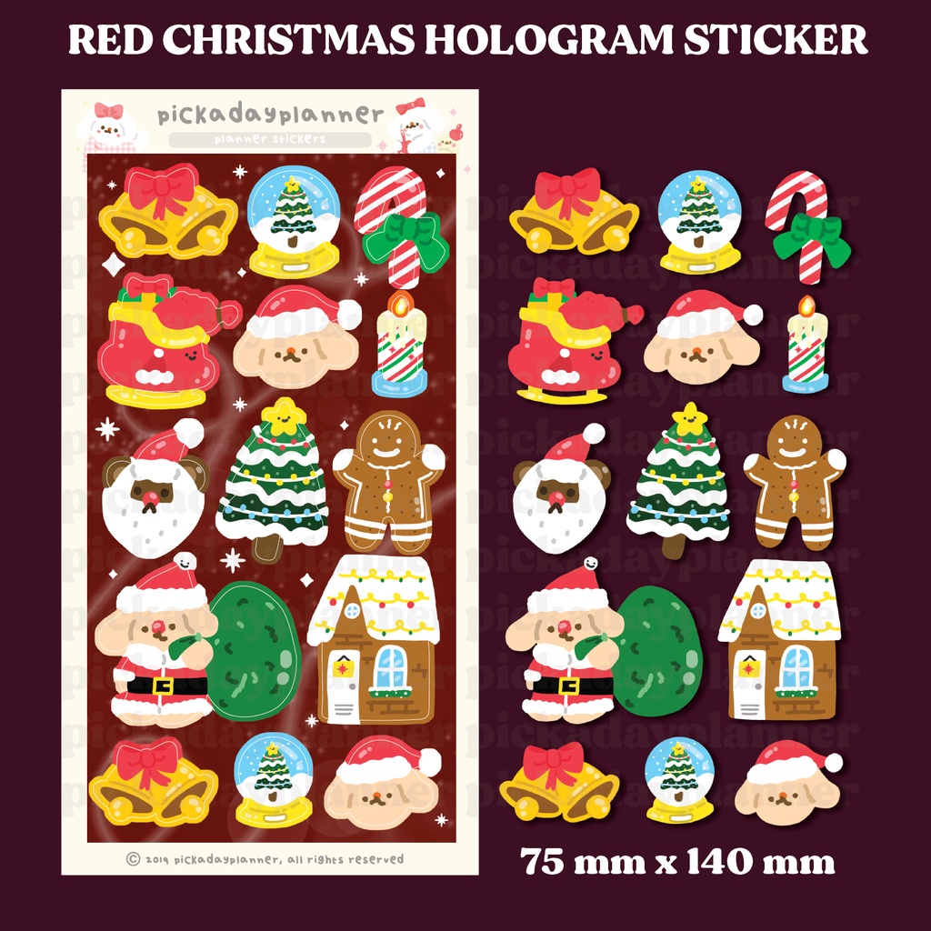 

red christmas deco sticker - glossy finish waterproof