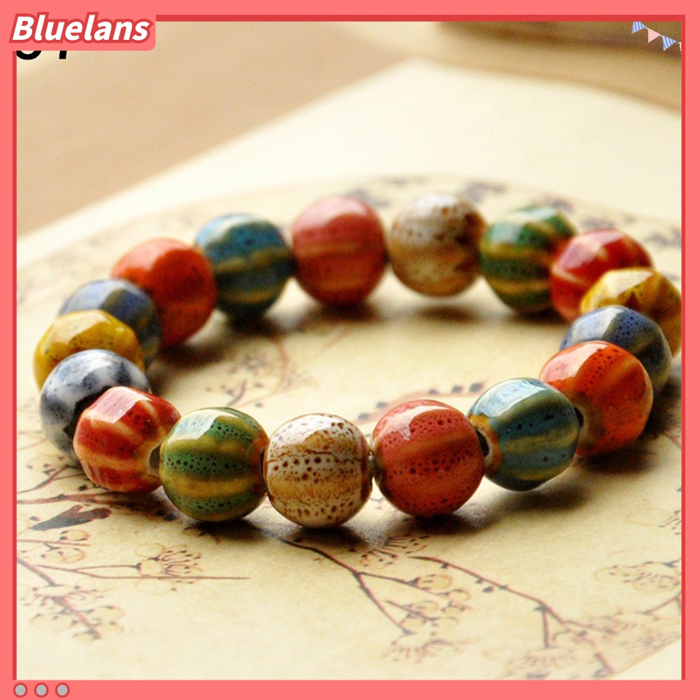 Bluelans Fashion Women Men Colorful Ceramic Beaded Charm Bracelet Accessory Jewelry Gift