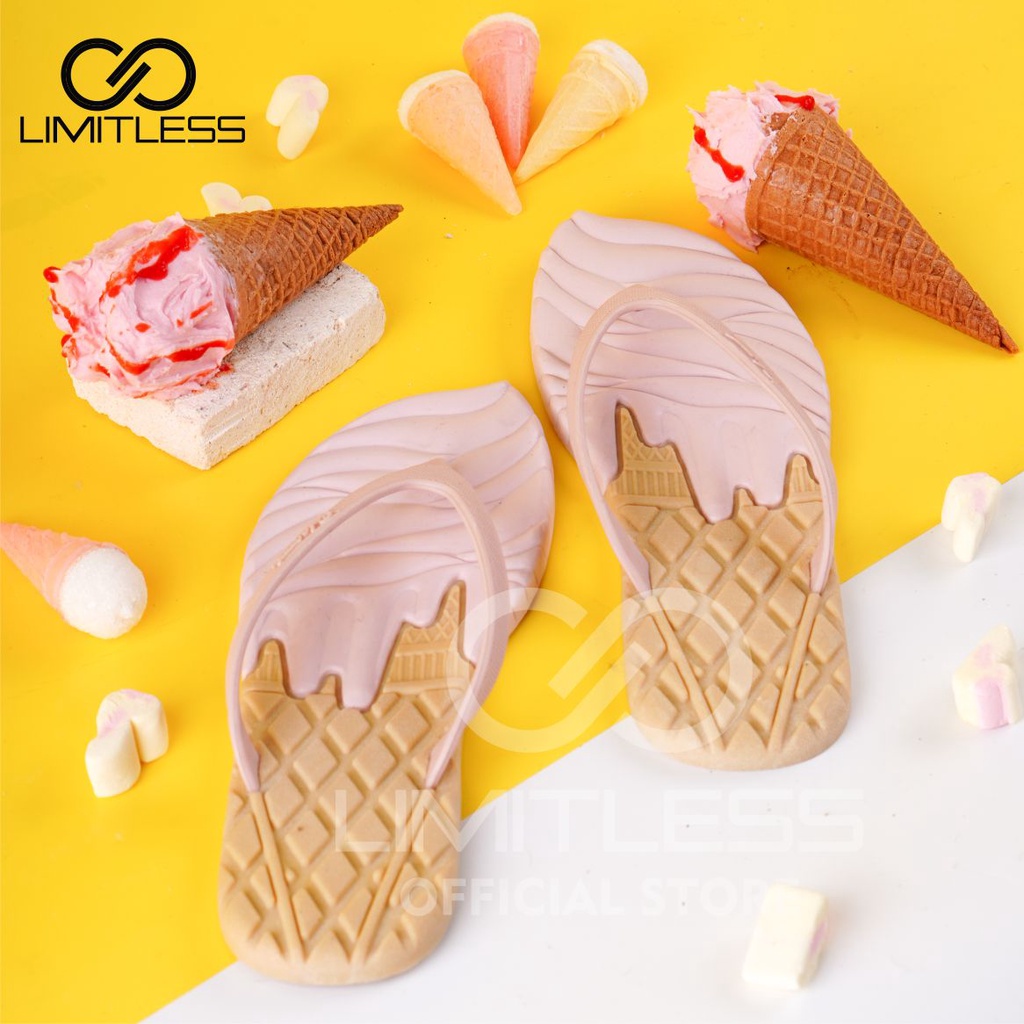 Zerolimit - Sandal Jepit Wanita Ice Cream Lucu Colorfull Sendal Japit Cewek Bentuk Es Krim Nyaman Sandal Wanita Imut Kekinian