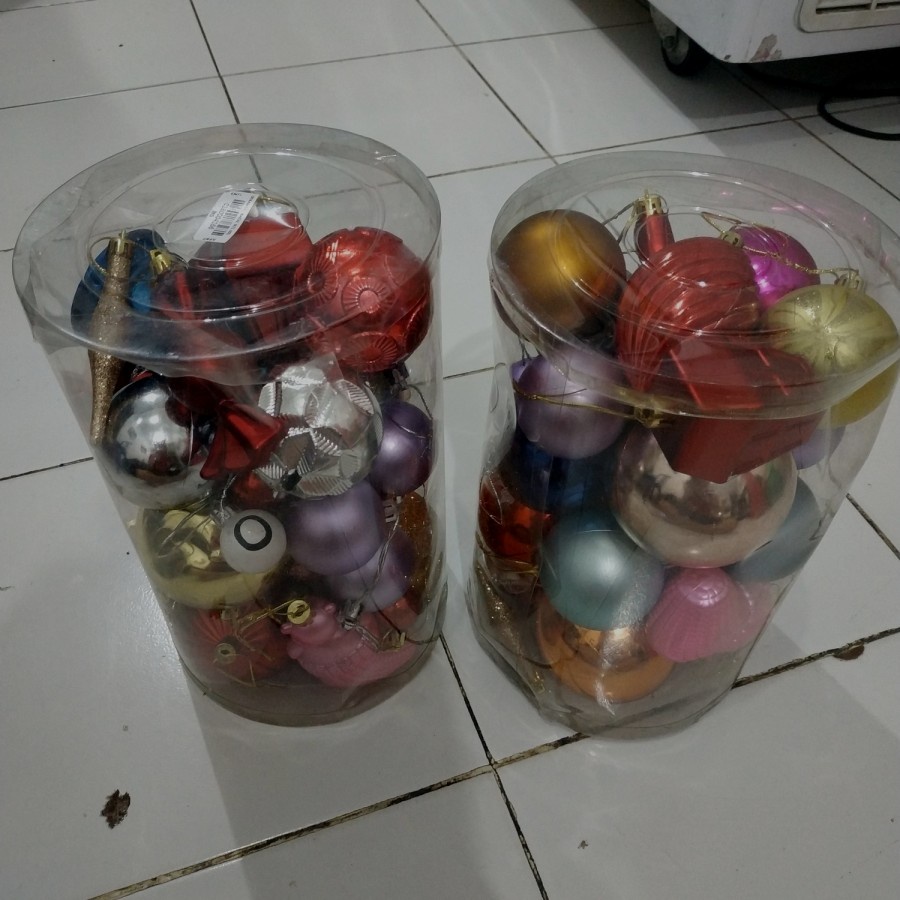 aksesoris natal Christmas random gantungan bola berbagai macam size