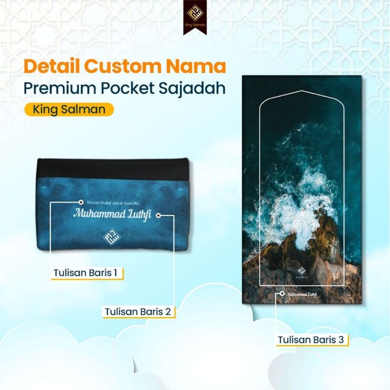 SAJADAH TRAVELING POUCH PREMIUM WATERPROOF FREE CUSTOM NAMA UKURAN M & L.