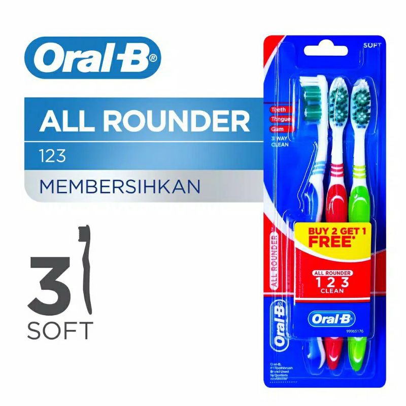 Sikat Gigi Dewasa Oral B isi 3 Soft/ Medium