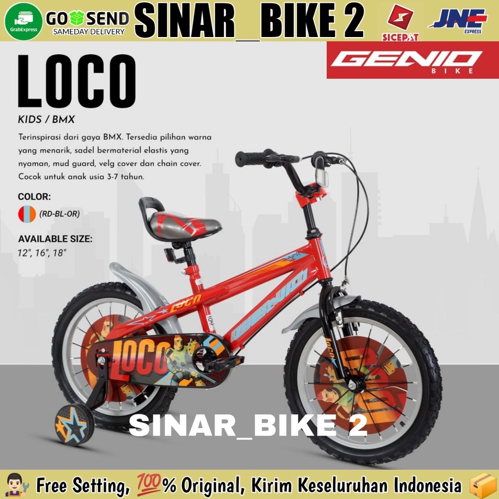 Sepeda Anak Laki-Laki 12 16 & 18 Inch  BMX GENIO LOCO New