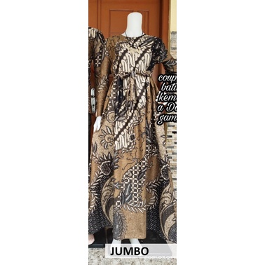 Batik Aira - Batik Couple Gamis Kemeja Rantai Ijo-Gamis 3 Jumbo