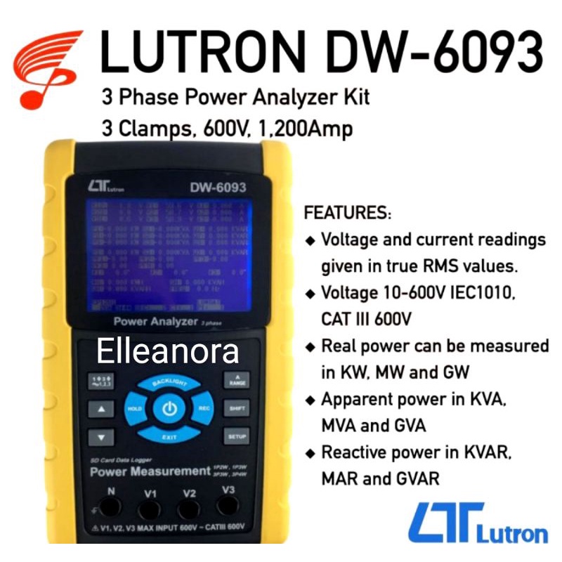 3 Phase Power Analyzer Lutron DM-6093 Original