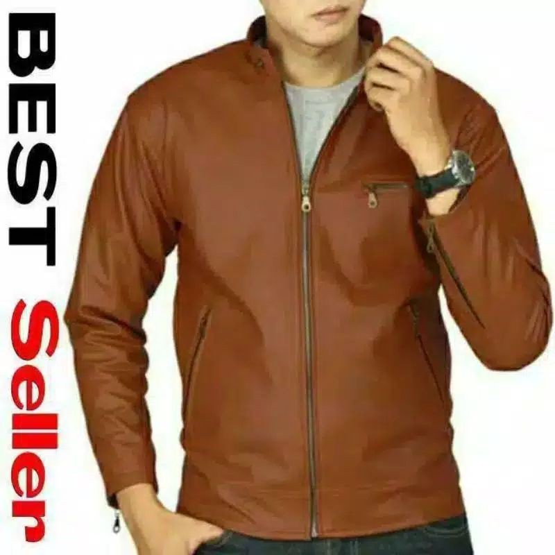 Jaket Semi Kulit  Asli Pria Elegant Brownie ARL 033 Silverstone Ariel/Jaket keren pria/jaket murah