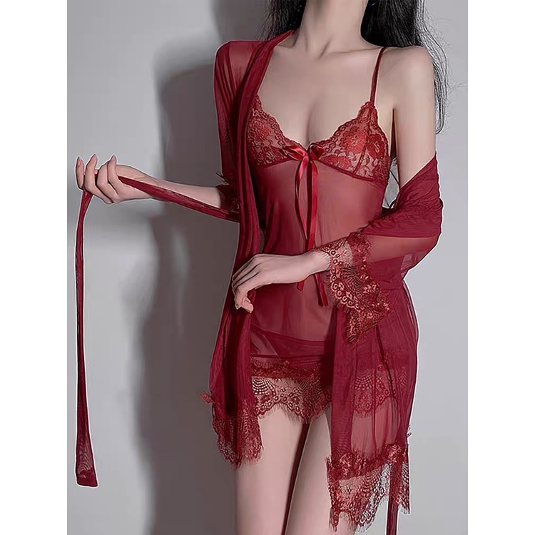 Lingerie Set Sexy Hot Baju Tidur Wanita transparan terlaris Dress kimono ukuran Besar 3A270