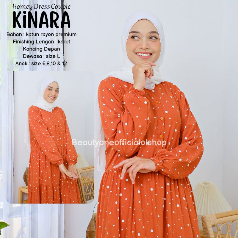 TERLARISS!! Gamis Dewasa Jumbo/Homey Dress KINARA/Gamis Couple Ibu &amp; Anak/Gamis Rayon/Dress Rayon/Bahan Katun Rayon Premium