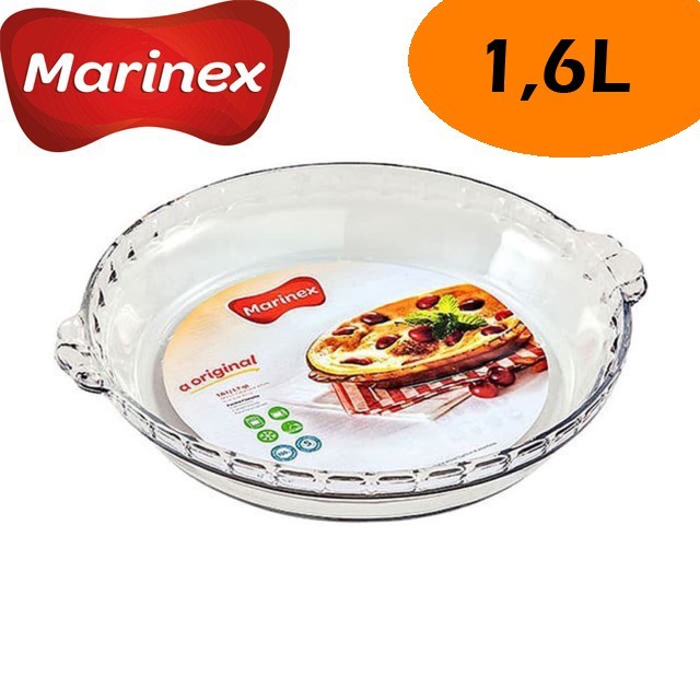 Marinex Loyang Pie Kaca 1.6 Liter Large Flute Glass Pie Pan Dish