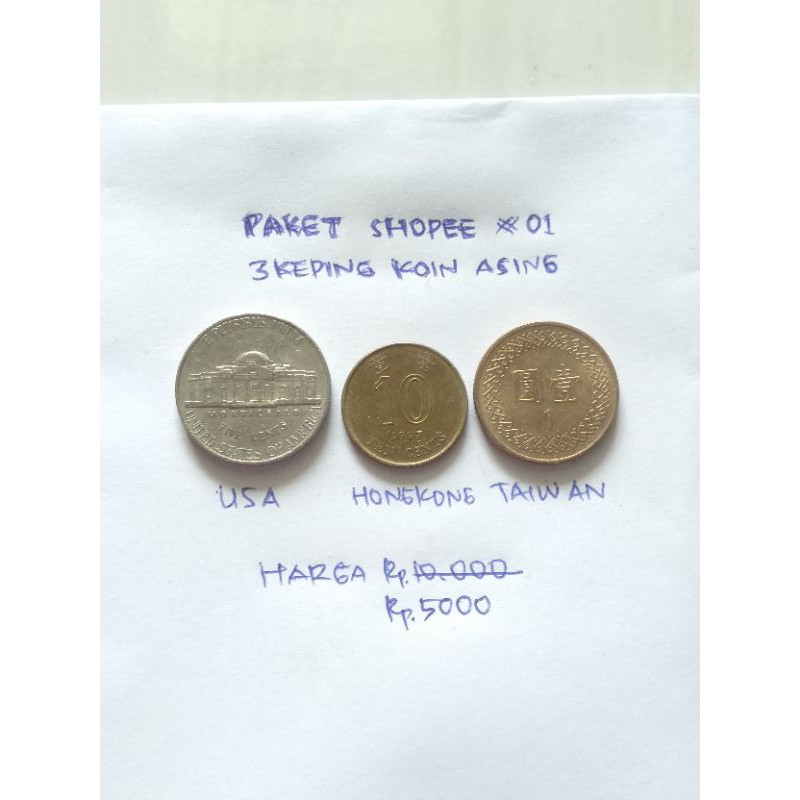 PAKET KOIN ASING USA HONGKONG TAIWAN ASLI KOLEKSI UANG LOGAM MANCANEGARA