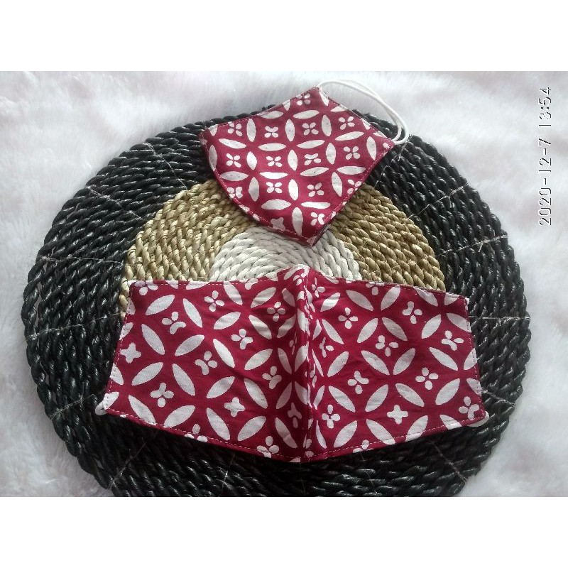 masker batik klasik merah maroon 2 play