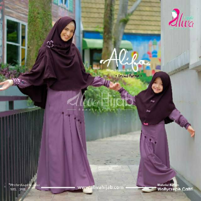 Couple Ibu Anak Gamis Alifa Set Khimar  - Alwa Hijab (Ready Stock)