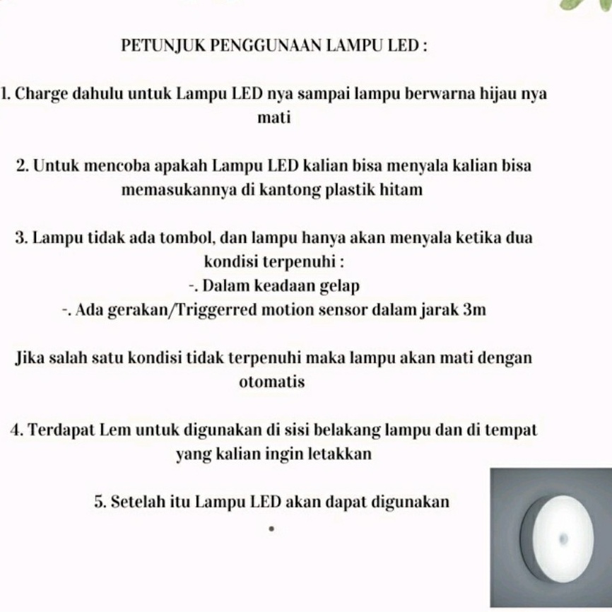 LED Motion Sensor Night Light Lampu Sensor Malam/Lampu Kamar Tidur/