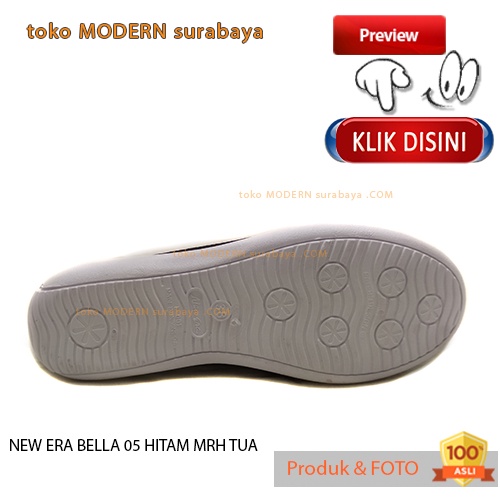 Sepatu wanita casual slip on flat kain NEW ERA BELLA 05 HITAM MRH TUA