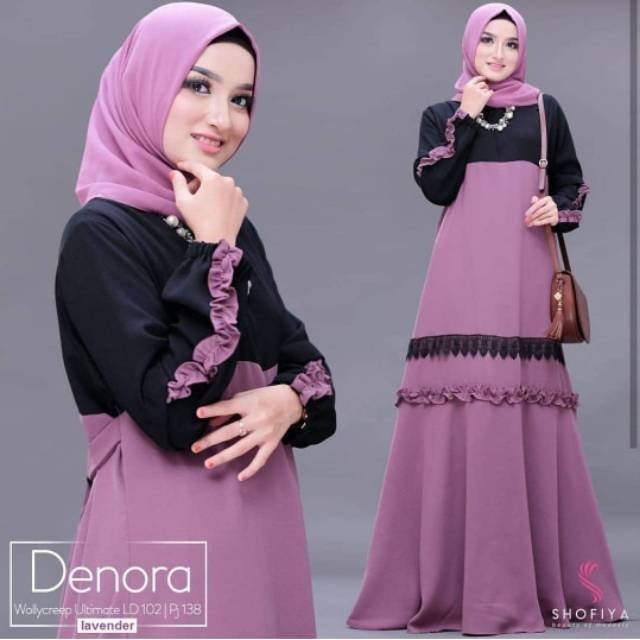  Abaya Gamis Jubah Arab Saudi Dubai Garis Tangan Lengan Tumpuk Simpel Turkey Dubai Syari Hitam Polos