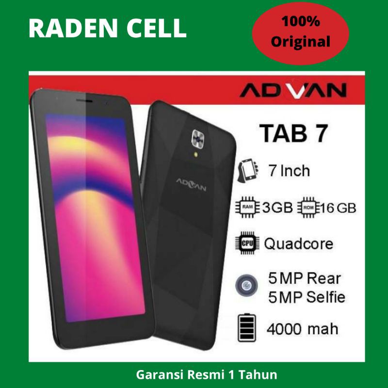 Advan Tab 7 Ram 3/16 GB Tablet Android 4G LTE Murah Tab 4G Murah Tablet Murah Garansi Resmi
