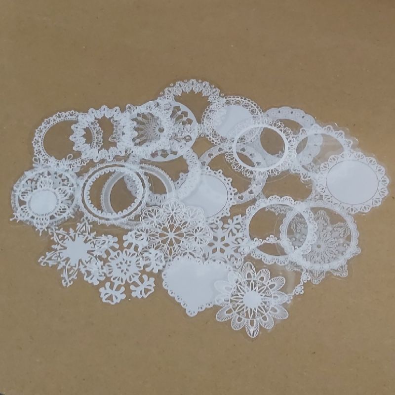 

10 Pcs Random White Ink Frames Deco Sticker Bahan PET