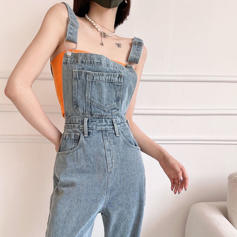 Overall denim perkakas retro Amerika yang diperpanjang