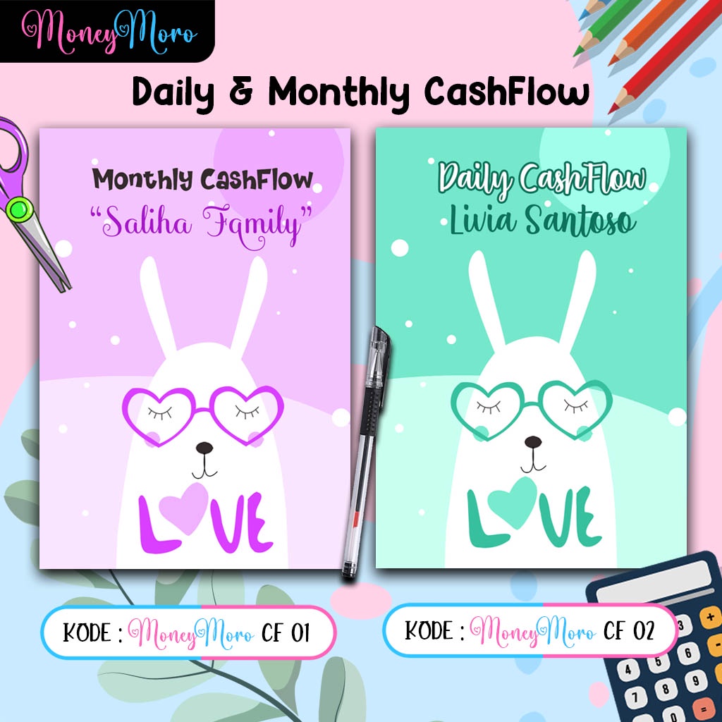 

MoneyMoro 01-02 Buku Catatan CashFlow / Financial Planner / Daily CashFlow / Monthly CashFlow