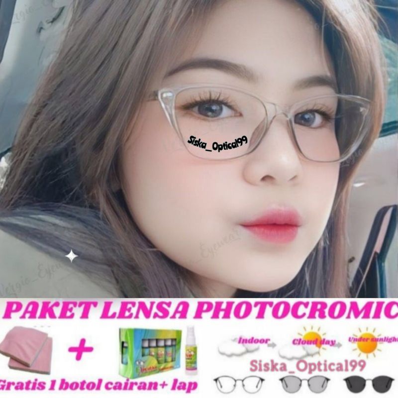 Frame Kacamata Cat Eye (Muka Kecil) Kacamata Photocromic | Kacamata Anti Radiasi | Kacamata Blueray