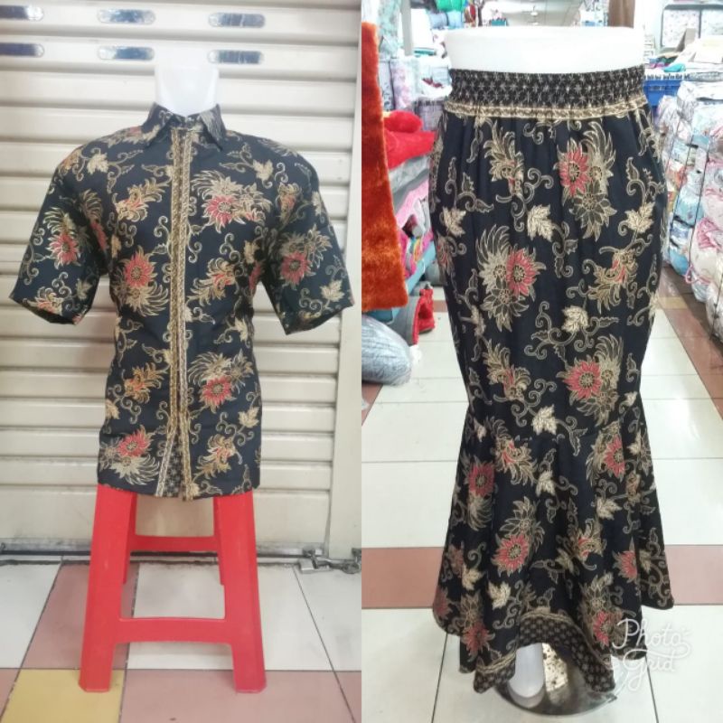 IndahKebaya | COUPLE ROK DUYUNG DAN KEMEJA PENDEK / COUPLE BATIK / ROK KEBAYA / KEMEJA CASUAL MURAH