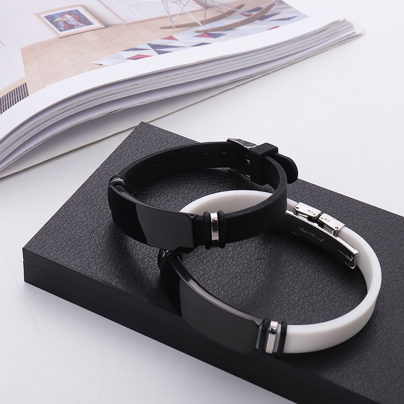BRACELET GELANG KARET PRIA STEEL SPORT S-FULLBLACK NEWZ TYU