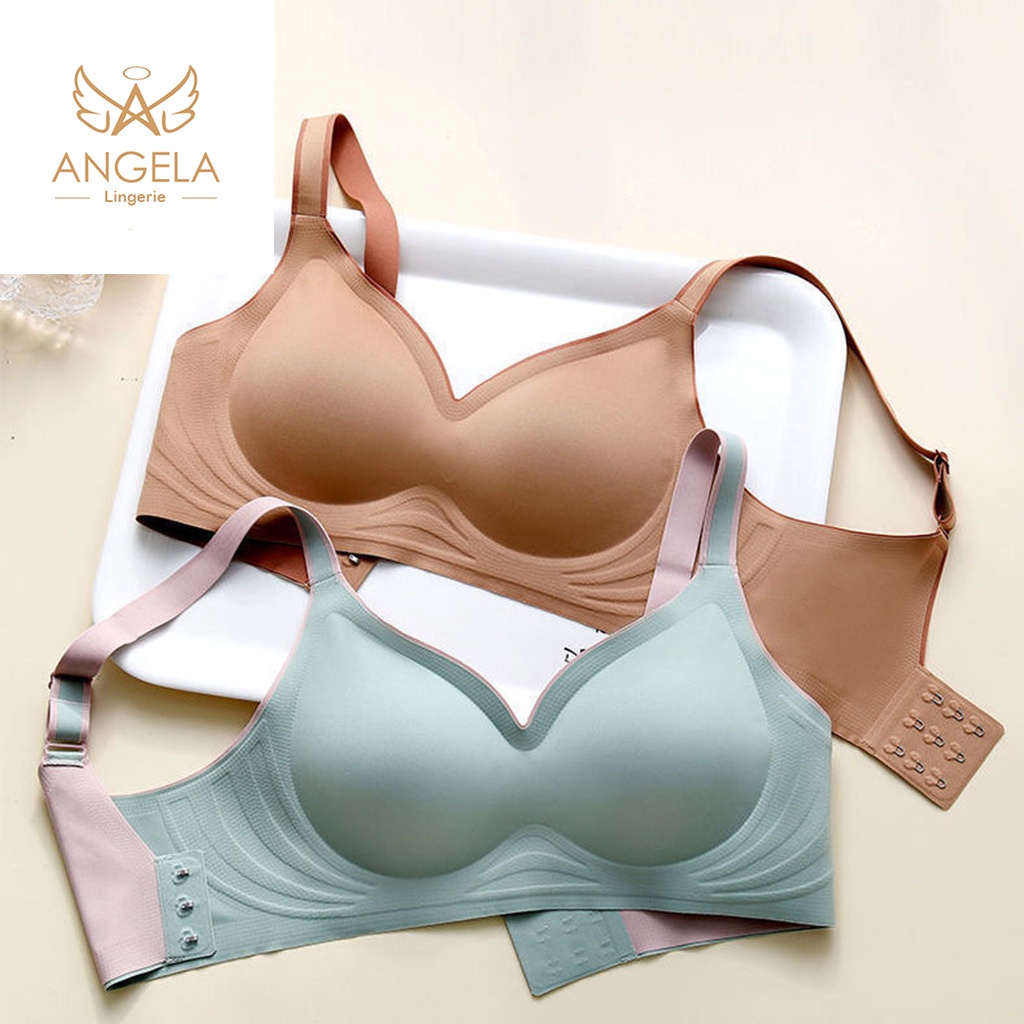 ANGELA PREMIUM JAPAN Bra BH JUMBO SIZE Push Up Tanpa Kawat Wanita Bikini Sport Beha Lingerie Korea Fashion Bralette Remaja Perempuan Sexy COD Renang Motif Bunga Cewek Pita Bunga Murah Nachi Bralette