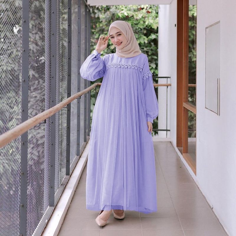 [ COD ] Shanum Dress Maxy Gamis Muslim Mix Tutu Tile Import