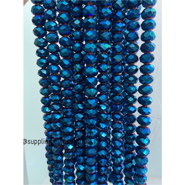 Crystal Ceko kilap 12mm biru metalik kerajinan blue metalic donat craf