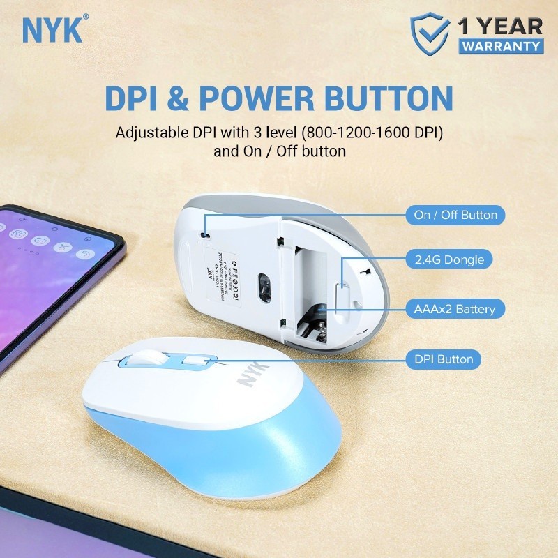 NYK C50 Mouse Dual Mode Bluetooth Wireless 2.4Ghz Silent Click