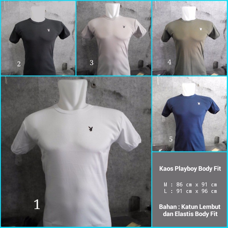 promo Kaos Dalam Pria Body Fit O Neck Original Playboy Bahan Katun Lembu murah kualitas bagus