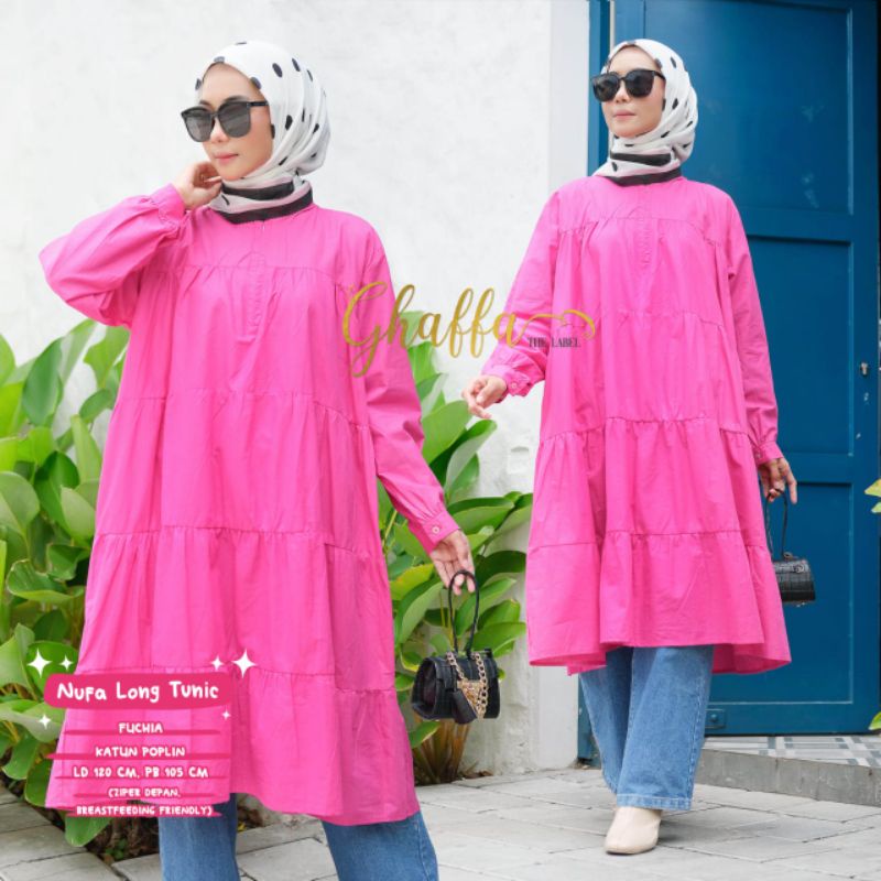 Tunik polos kekinian / Nufa long tunik by ghaffa the label / Long tunik polos modern