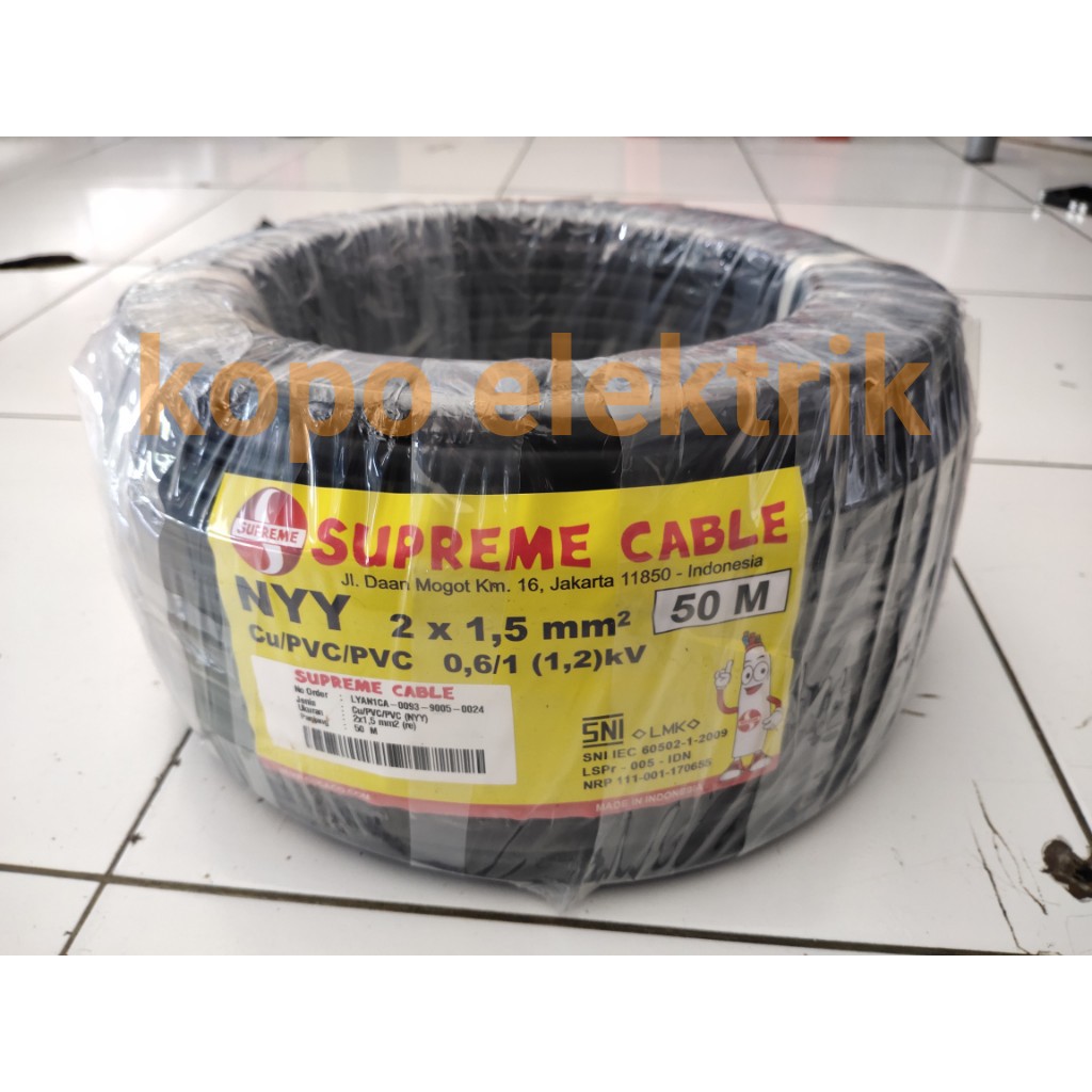 Kabel Supreme NYY 2x1,5 mm 2x1.5 mm Hitam