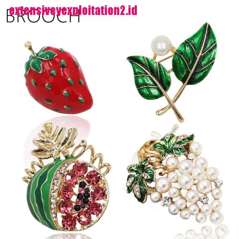 1pc Bros Bentuk Buah Bahan Alloy Aksen Mutiara Untuk Wanita