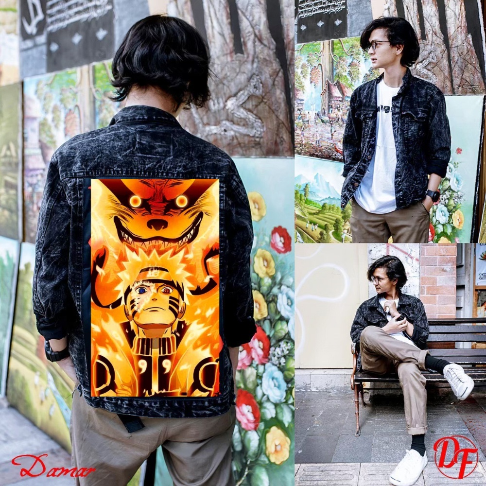 jaket pria denim jeans bergambar belakang samurai/ jaket jeans pria terbaru 2022 /jaket pria printing/ jaket jeans pria bergambar terbaru/ jaket pria keren