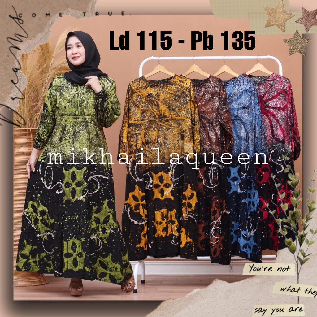 Daster Londress Cap Busui Panjang Tangan Panjang Rumple Semata Kaki Resleting Depan Daster Batik Baj