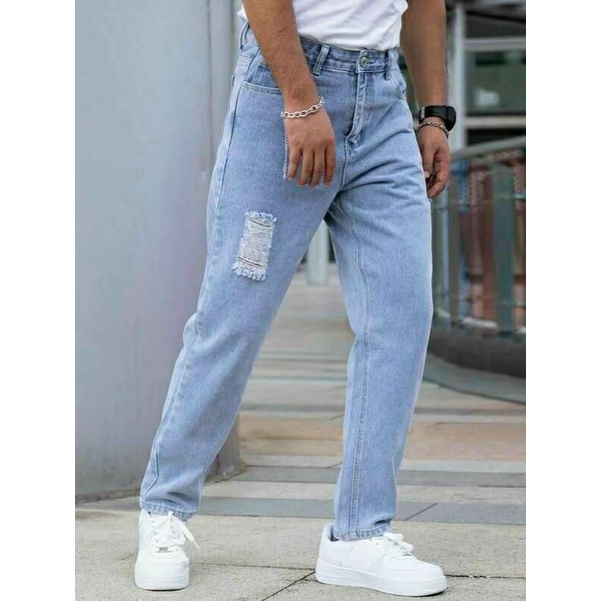 CELANA SOBEK PRIA RIPPED JEANS STANDAR BASIC REGULER 27-38