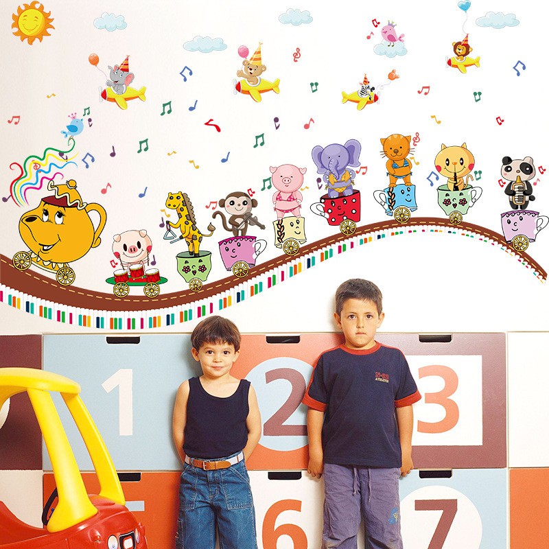 RELIZA WALL STICKER KERETA MUSIK TRAIN ANIMAL ZOO STIKER DINDING SK9038