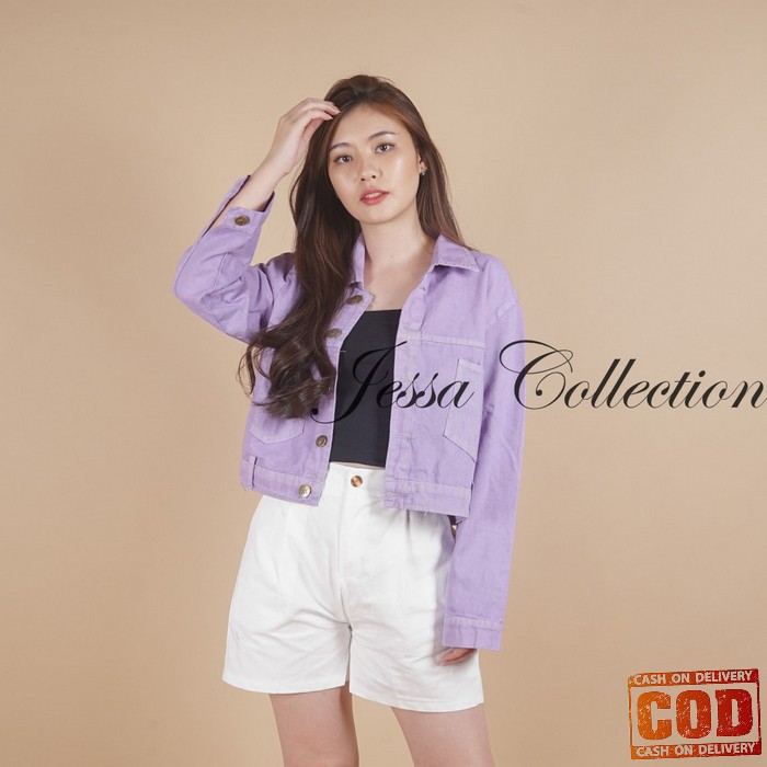 Jaket Denim Crop Wanita - Jaket Denim Slimfit - X-Pression Denim  GS585 Periwinkle Denim Jacket