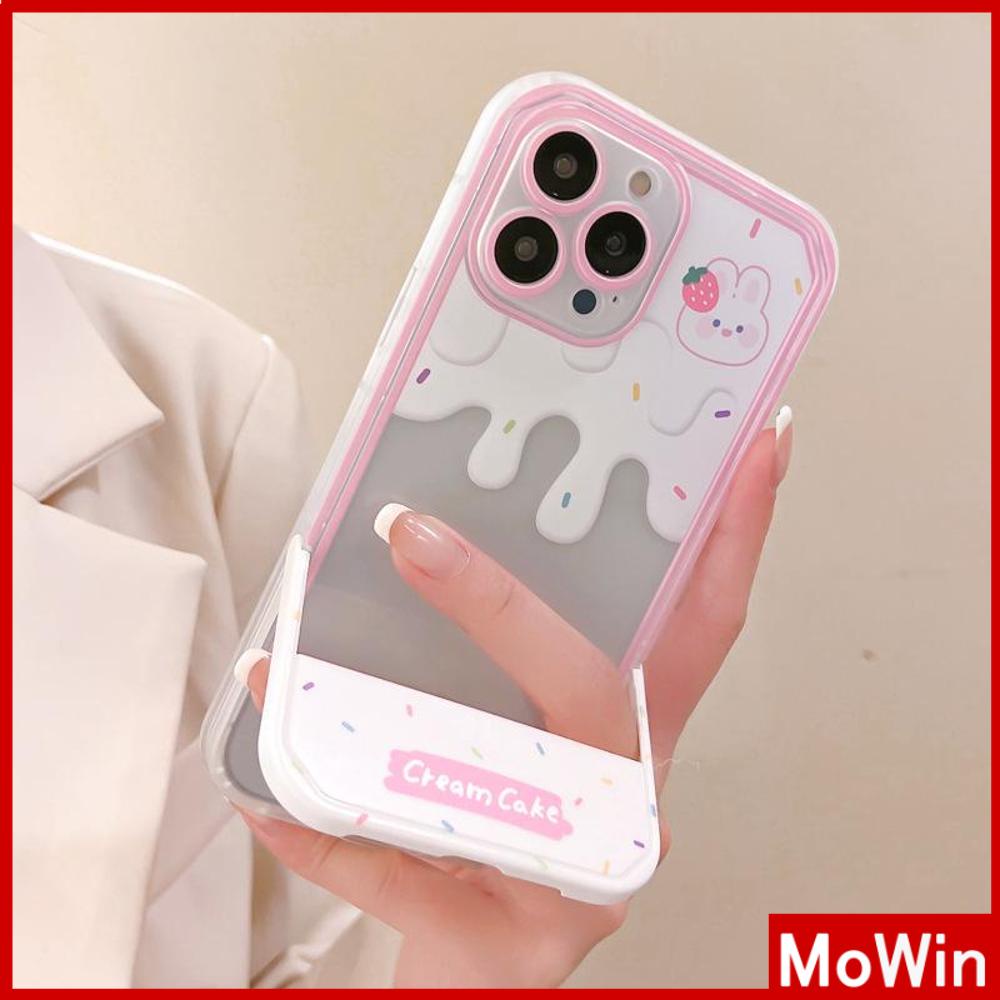 iPhone Case Acrylic Invisible Folding Stand Silicone Soft Case Airbag Shockproof Cover Camera Cream Bunny Cute Compatible For iPhone 11 Pro Max 13 Pro Max 12 Pro Max 7Plus xr XS