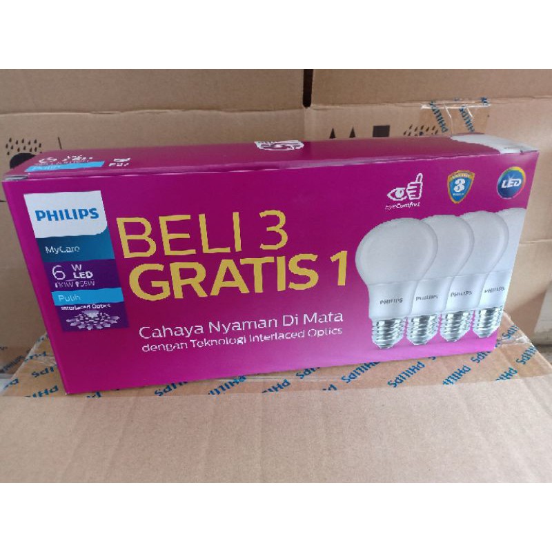 lampu led philips paket 6 watt (putih)