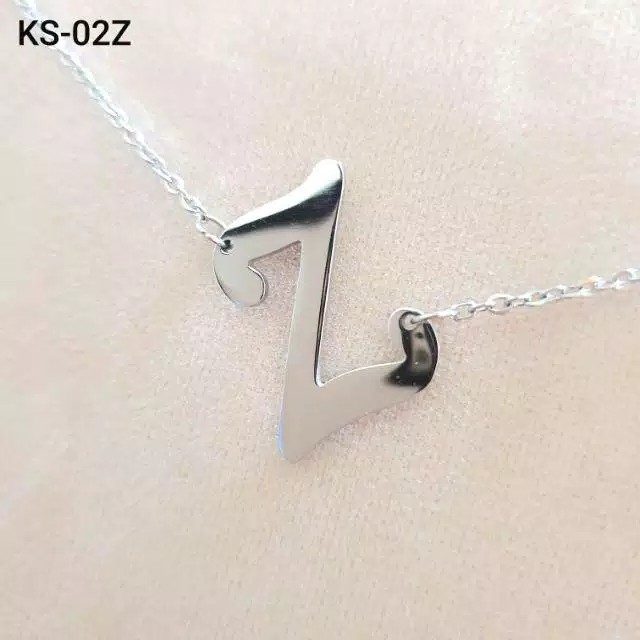 Kalung inisial huruf A-Z Titanium anti karat/kalung alfabet wanita/kalung wanita titanium