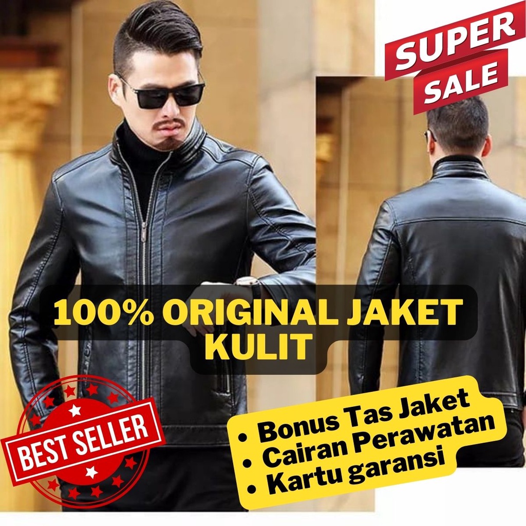JAKET KULIT PRIA ASLI DOMBA MODEL BIKERS TERBARU - JAKET KULIT TOURING WARNA HITAM
