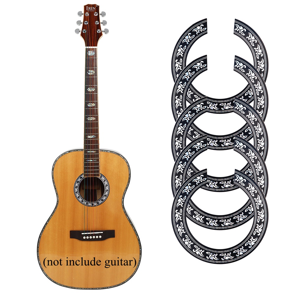 5pcs / lot Stiker Cover Lubang Suara Gitar Akustik Klasik Bahan Silikon Ukuran 39 Inci