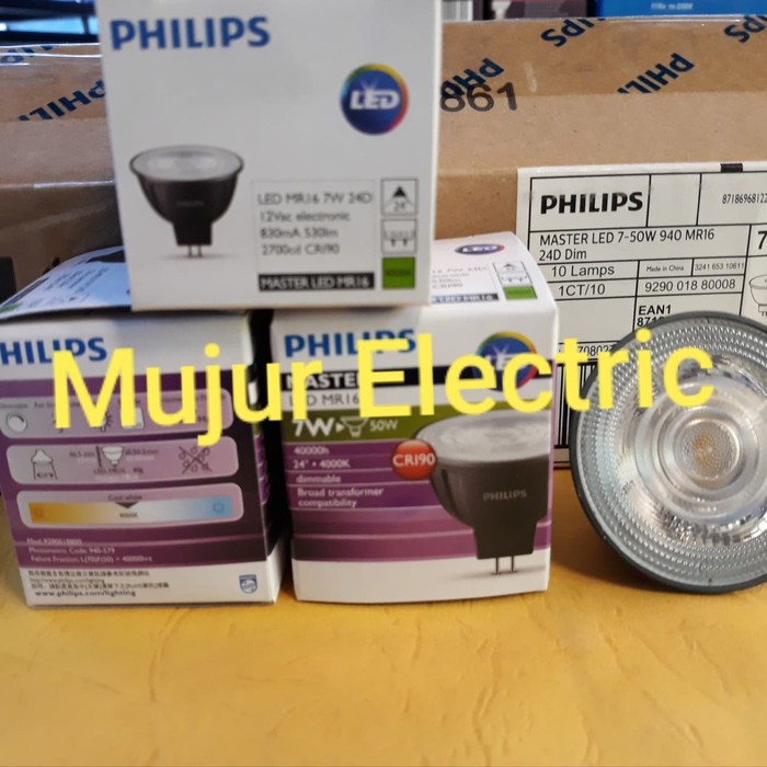LAMPU PHILIPS MASTER LED MR16 7W 4000K DIMMABLE 24D 12V